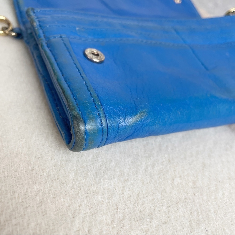 Tory Burch "Amanda" Wallet/wristlet Bright Blue Pebble Leather - Picture 8 of 11